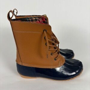 Sporto Original Duck Boot Women’s Ankle Rain Boots Plaid lined Size 8